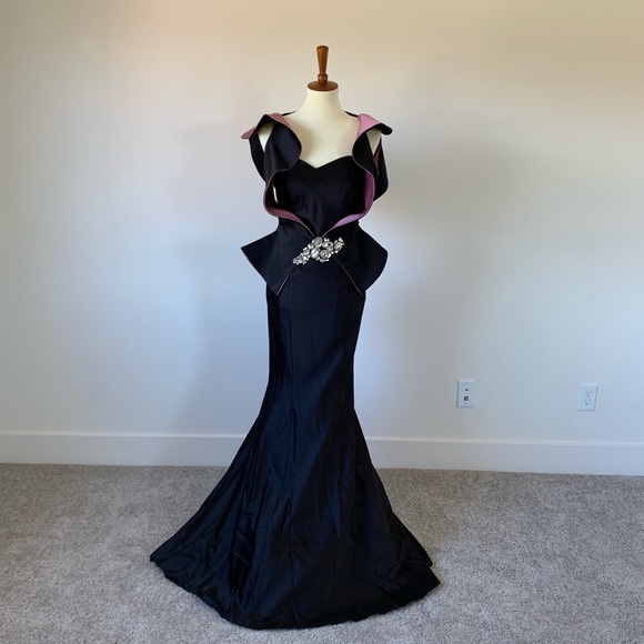 black and lavender dress